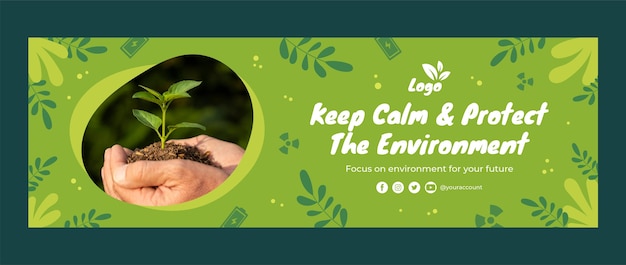 Vecteur gratuit en-tête twitter de concept d'écologie dessiné à la main