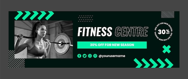 Vecteur gratuit en-tête twitter de cours de gym design plat