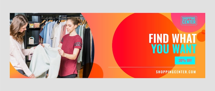 Vecteur gratuit en-tête twitter dégradé du centre commercial