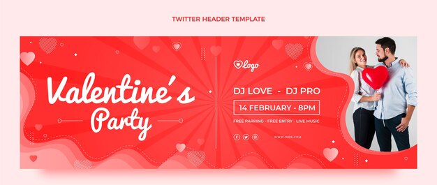 En-tête Twitter Dégradé De La Saint-valentin