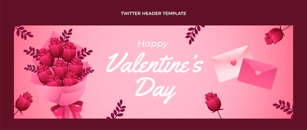 Vecteur gratuit en-tête twitter dégradé de la saint-valentin