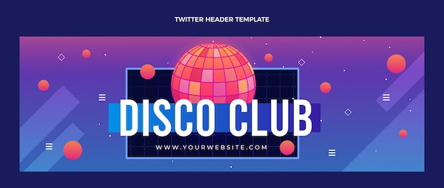 En-tête twitter dégradé vaporwave disco party