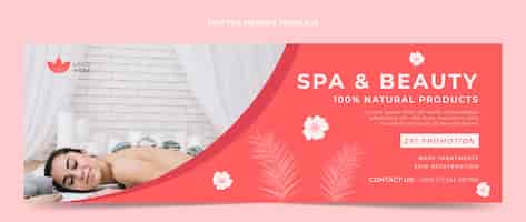 Vecteur gratuit en-tête twitter design plat spa et beauté