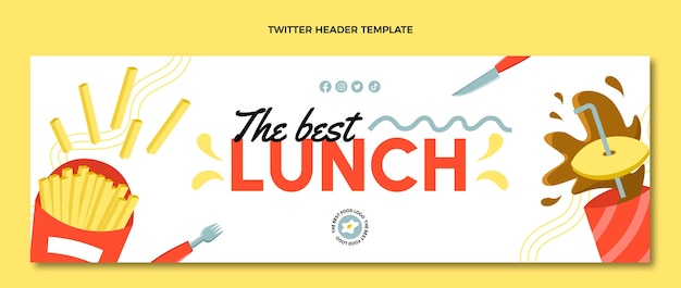 En-tête de twitter fast food design plat