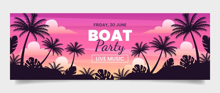 Vecteur gratuit en-tête twitter de fête de bateau dégradé