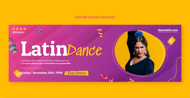 En-tête Twitter De Fête De Danse Latine Colorée Dégradée