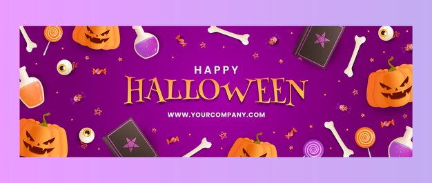 Vecteur gratuit en-tête de twitter halloween dégradé