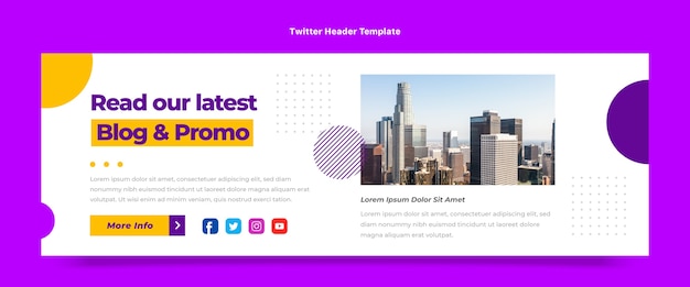 Vecteur gratuit en-tête de twitter immobilier géométrique design plat