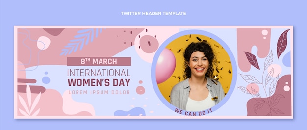 En-tête twitter de la journée internationale de la femme dessiné à la main
