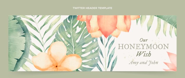 En-tête twitter lune de miel aquarelle