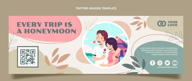 En-tête twitter de lune de miel dessiné à la main