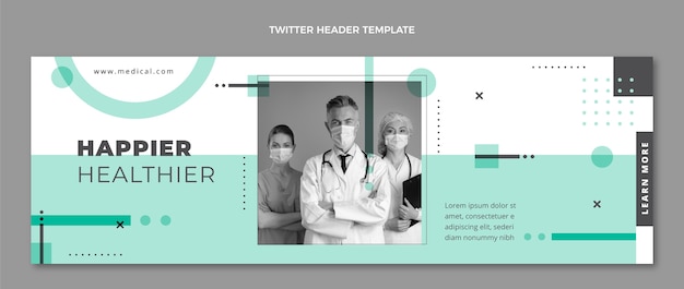 Vecteur gratuit en-tête twitter médical design plat