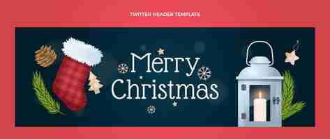 Vecteur gratuit en-tête de twitter de noël dégradé