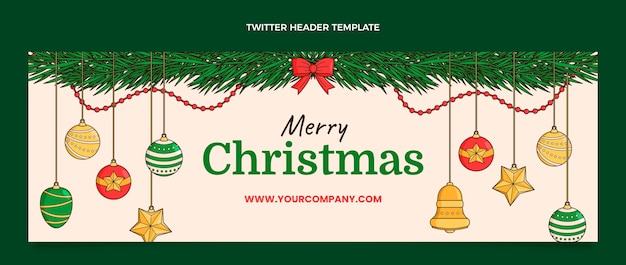 Vecteur gratuit en-tête de twitter de noël dessiné à la main