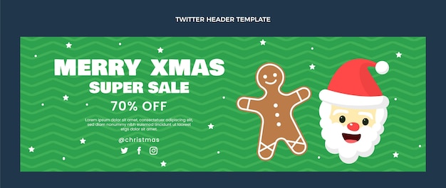 Vecteur gratuit en-tête de twitter de noël plat dessiné à la main