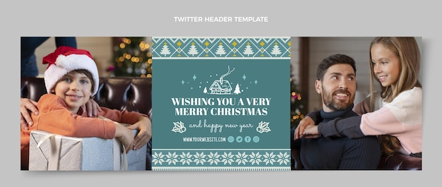 Vecteur gratuit en-tête de twitter de noël plat