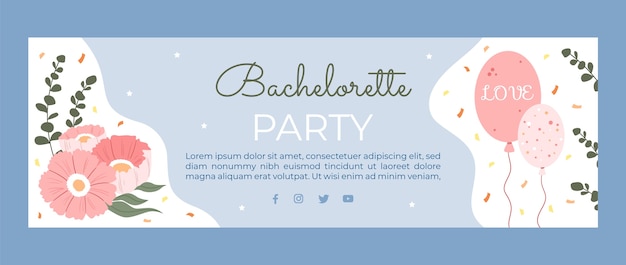 Vecteur gratuit en-tête twitter de partie de bachelorette dessiné à la main