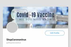 Vecteur gratuit en-tête twitter avec photo et texte sur le coronavirus