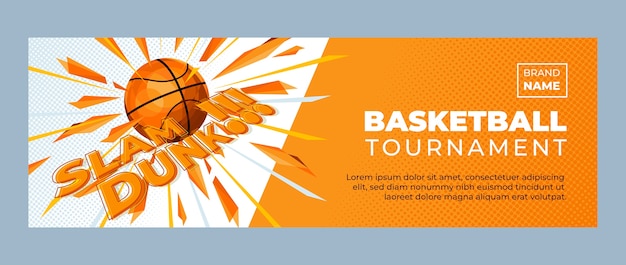 Vecteur gratuit en-tête twitter plat de basket-ball