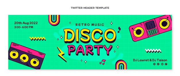 En-tête twitter plat disco party