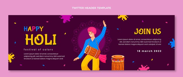 En-tête Twitter Plat Holi