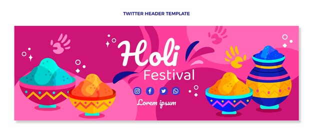 En-tête twitter plat holi