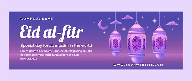 Vecteur gratuit en-tête twitter réaliste de l'aïd al-fitr