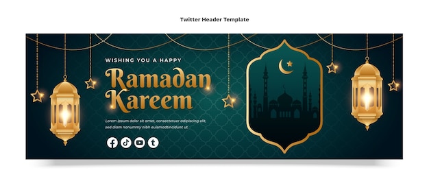 Vecteur gratuit en-tête twitter réaliste du ramadan