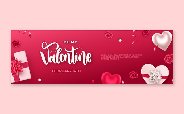 En-tête twitter réaliste de la Saint-Valentin