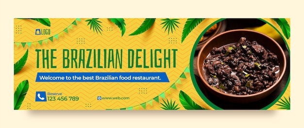 Vecteur gratuit en-tête twitter de restaurant brésilien réaliste