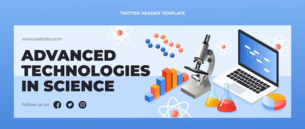 Vecteur gratuit en-tête twitter de la science isométrique