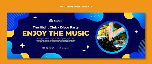 En-tête De Twitter De La Soirée Disco Fluide Abstrait Dégradé