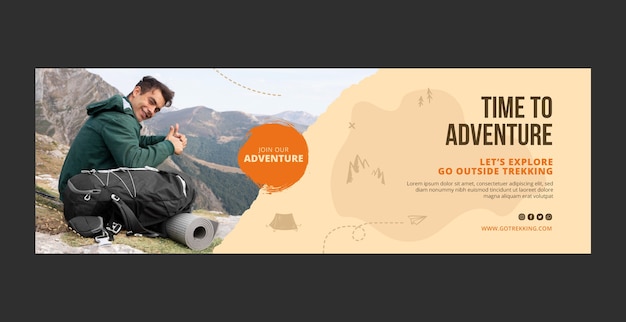 Vecteur gratuit en-tête de twitter de trekking dessiné à la main