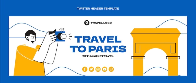 Vecteur gratuit en-tête de twitter de voyage design plat