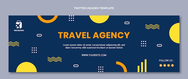 Vecteur gratuit en-tête twitter de voyage plat