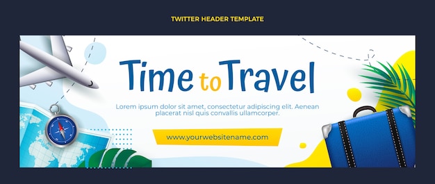 Vecteur gratuit en-tête de twitter de voyage réaliste