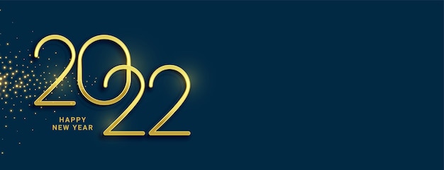 Vecteur gratuit texte 3d d'or 2022 et bannière de nouvel an scintille