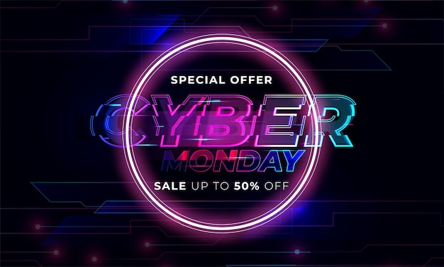 Texte De La Bannière Neon Cyber Monday Et Titre Du Cyber Monday