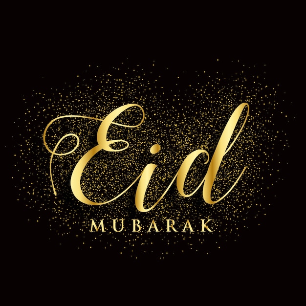 Vecteur gratuit texte golden eid mubarak avec effet glitter