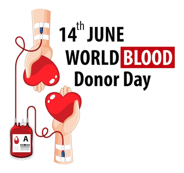 Vecteur gratuit texte et icône de la journée du donneur de sang de juin
