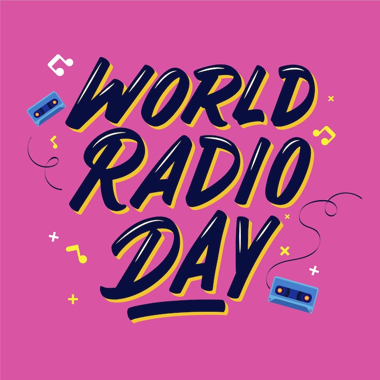 Vecteur gratuit texte de la journée mondiale de la radio