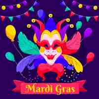 Vecteur gratuit texte de mardi gras dessiné à la main avec des éléments illustrés