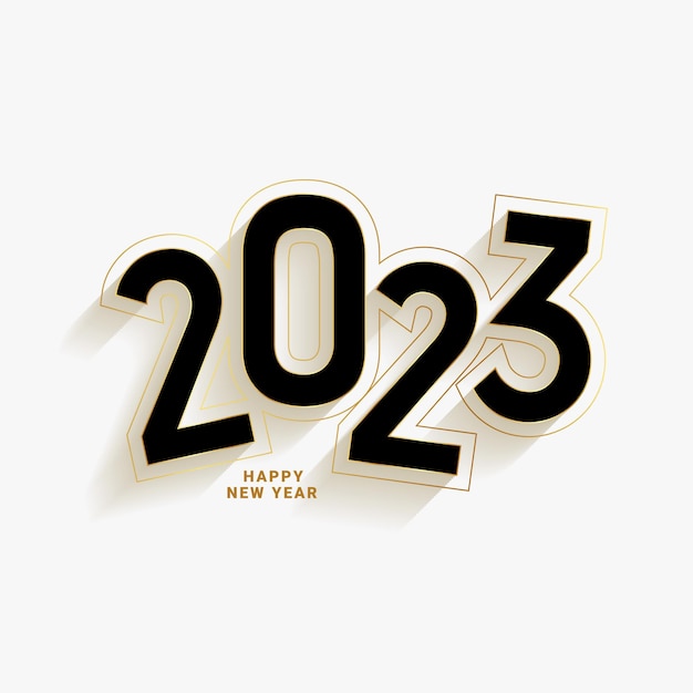 Vecteur gratuit texte minimaliste 3d 2023 pour la bannière d'occasion du nouvel an