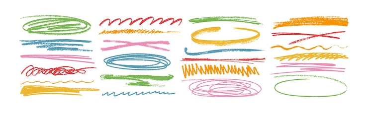 Vecteur gratuit texture colorée en charbon de bois soulignée lignes déchiquetées déchiquetés vectoriels dessinés au crayon rayures