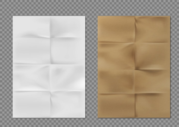Vecteur gratuit texture de papier froissé feuilles de kraft brun blanc