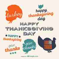 Vecteur gratuit thanksgiving day étiquettes typographiques