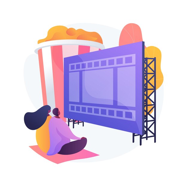Théâtre d'été. Divertissement d'été, regarder des films, loisirs en plein air. Couple appréciant une soirée de détente au cinéma en plein air, idée de rendez-vous romantique.