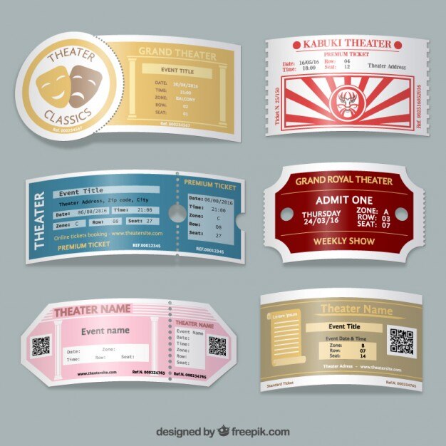 Vecteur gratuit théâtre rétro billets