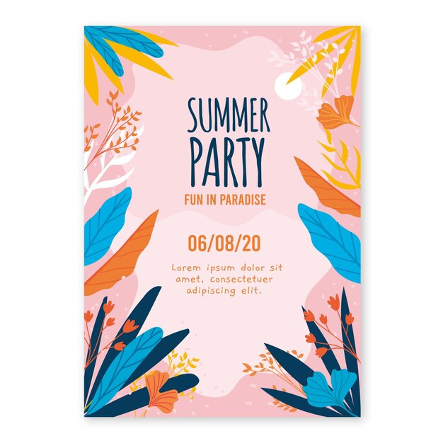 Thème d'affiche de fête d'été dessiné