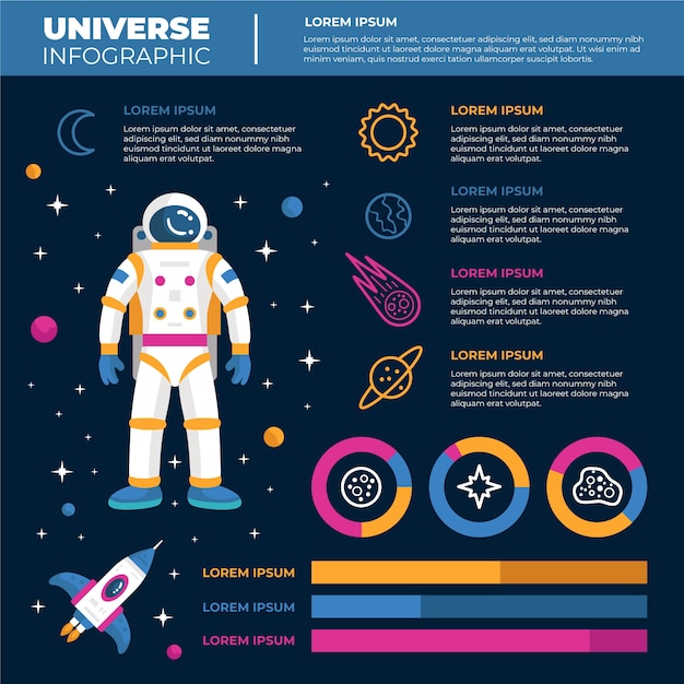 Vecteur gratuit thème de design plat pour l'univers infographique